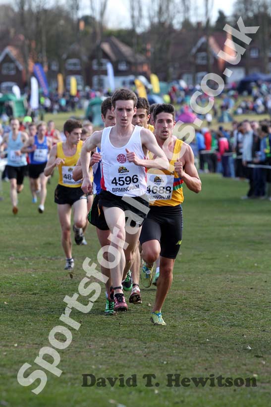 Keith Gerrard (Lancashire) leads Ricky Stevenson (North East), Senior Mens, McCain Inter Counties Cross Country, Cofton Park, Birmingham.